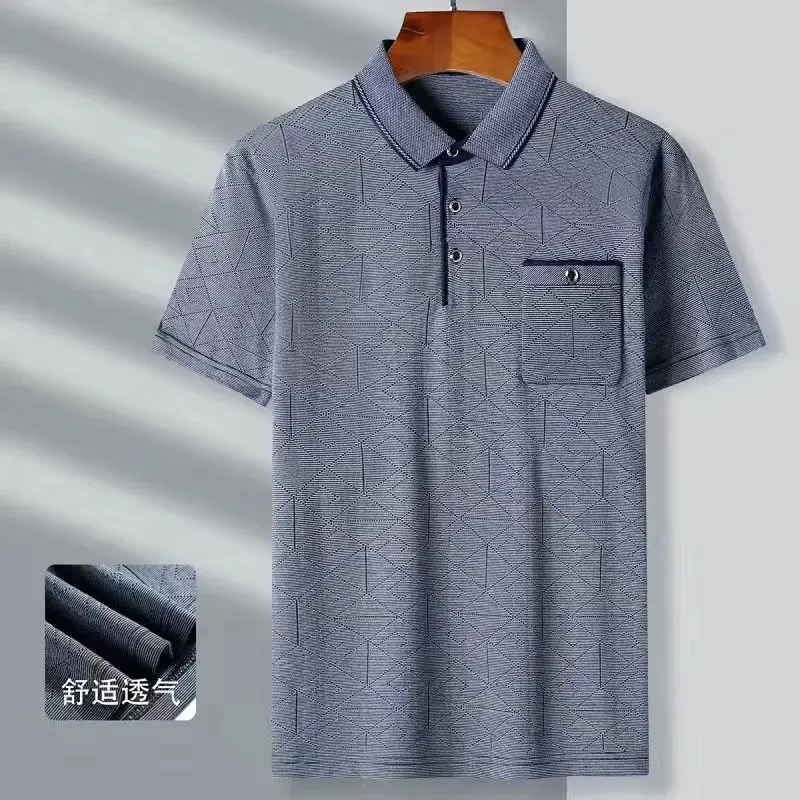 Casual Fashion Contrast Color Short Sleeve Men's Polo T Shirt Summer All-match Loose Spliced Button Tops Trend Male Clothes