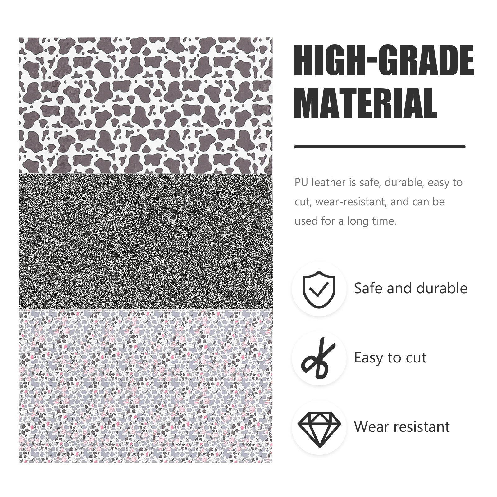 

7 Sheets Cow Grain PU for Craft Jewelry Making Faux Fabrics DIY Projects Home Decor Artificial Materials