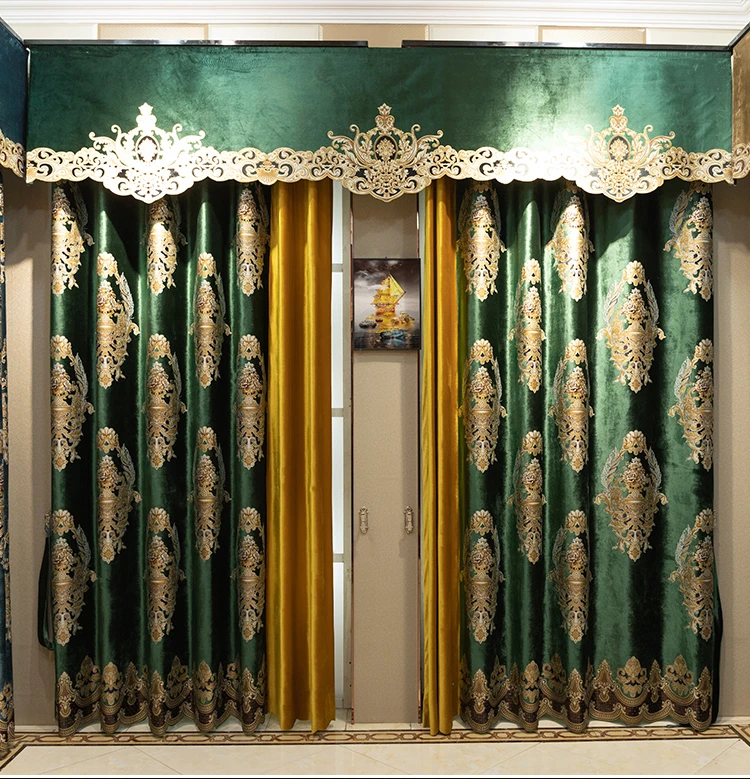 2024, neue High-End-Samt-Jacquard-Nähte im europäischen Stil, verdickte Verdunkelungsvorhänge für Wohnzimmer, Schlafzimmer, Villa, fertig – Detail 13