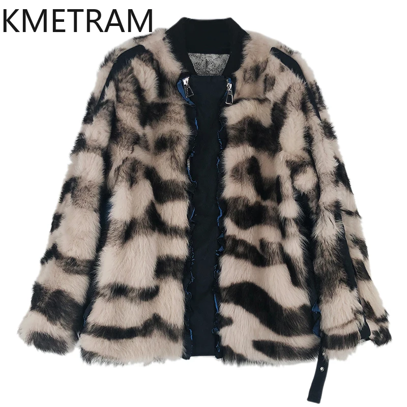 سترة من صوف الغنم الطبيعي من توسكانا مزدوجة الوجه للنساء معطف فرو حقيقي قصير مخطط فاخر ملابس نسائية شتوية 2025