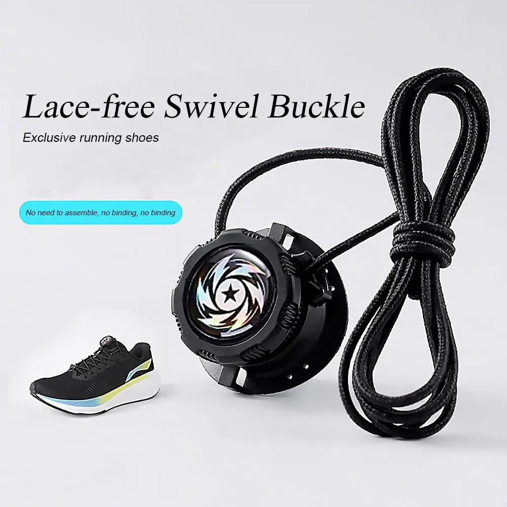 Picture 3: Rotating Press Shoelace Buckle No Tie Shoe Laces Lock System Colorful Magic Gradient Quick Lacing Device For Sneakers Running