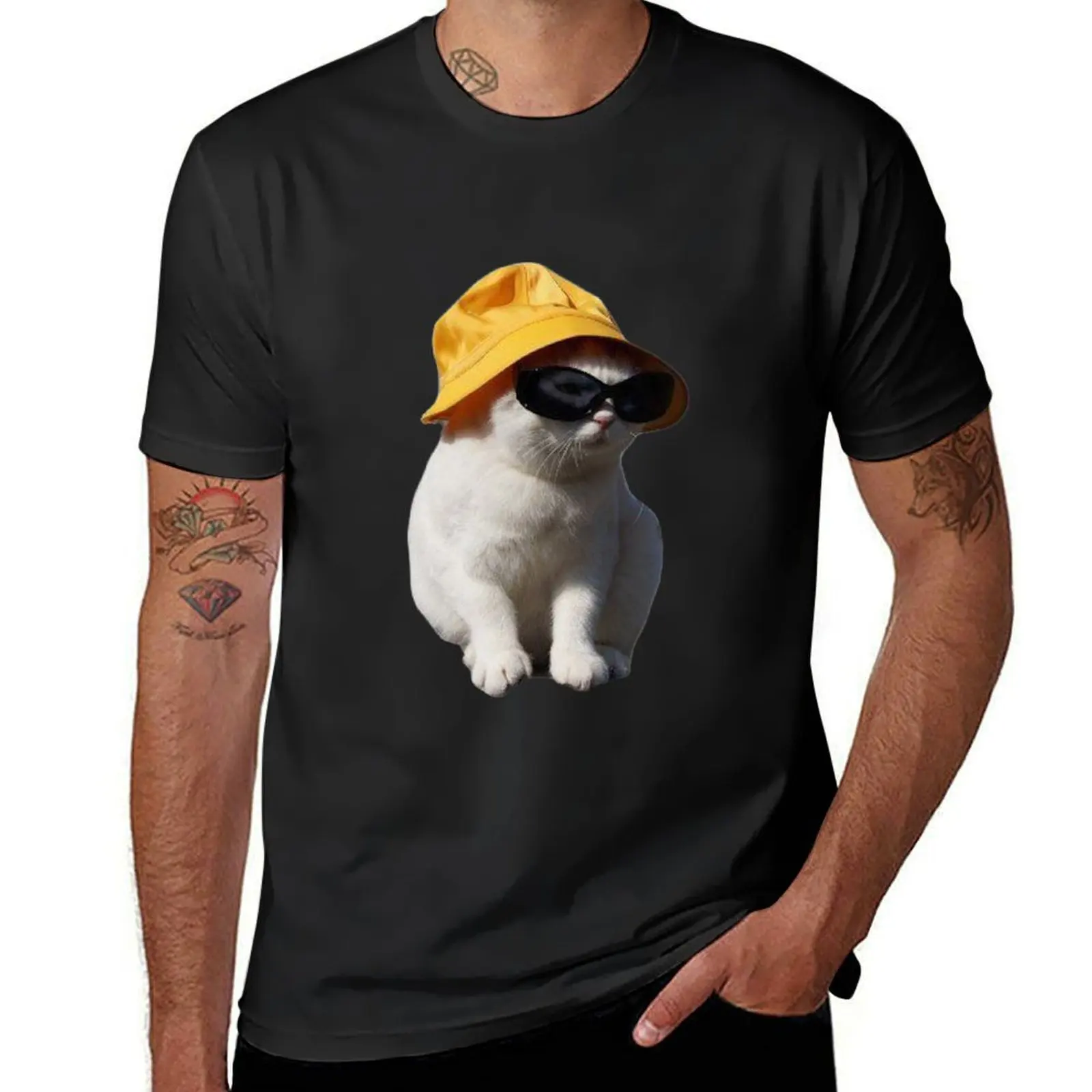 bucket hat cat T-Shirt aesthetic clothes quick drying blanks customs Men's clothing