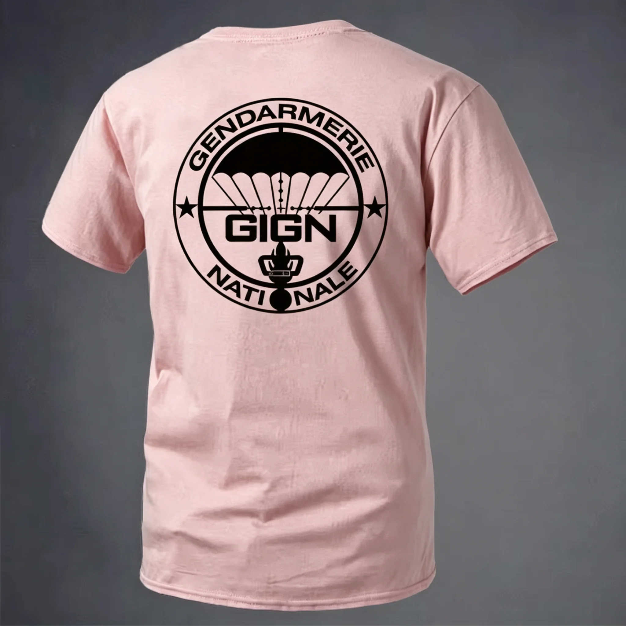 2026 New Tactical Family Matching Unisex Oversized T Shirt Retro Parachute Circle Badge Back Print Black Streetwear Tops