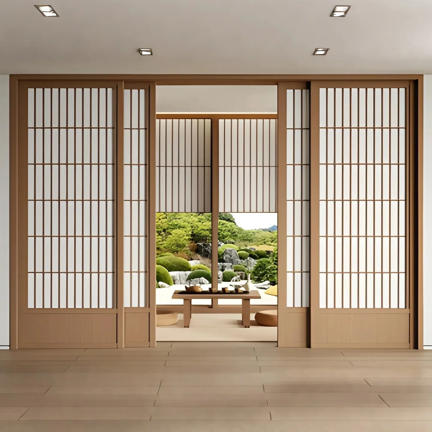 أبواب منزلقة شبكية مخصصة بنمط الخشب الطبيعي، أبواب غرفة على الطراز الياباني، أبواب منزلقة من حصير التاتامي، أبواب قابلة للطي، أبواب منزلقة من الخشب الصلب