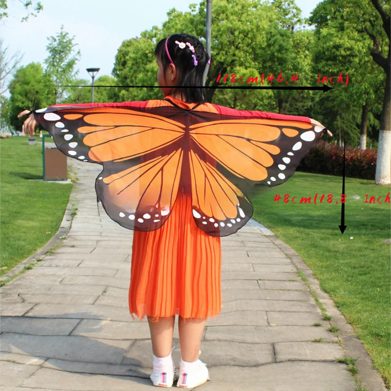 Toddler Butterfly Wings Girls Butterfly Costume Children Princess Dress-Up Scarf Boy Party Favor Fairy Dance Props Show Carnival