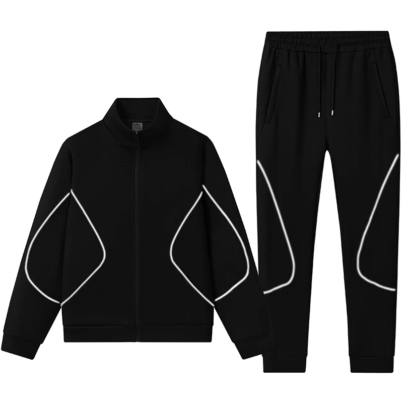 Straight Leg Sweatpants Set for Lounge, Travel Men's Tracksuit 2 Piece Set Full Zip Jogging Sweatsuits Outfits Jogging Suits