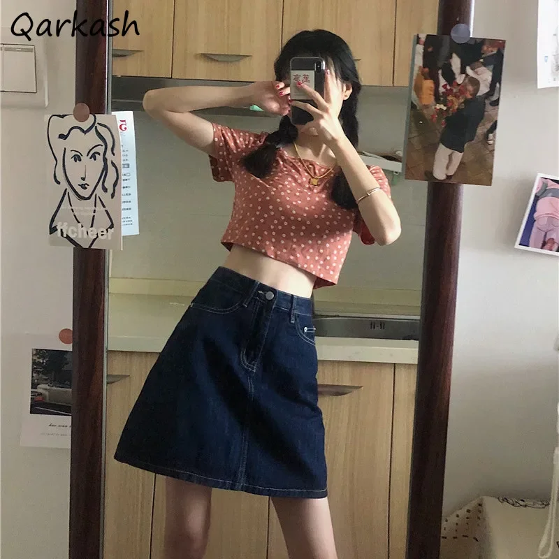 Classic Denim Skirts Women Basic Retro Mini All-match Solid Loose Students High Quality Korean Style Trendy Females Daily Casual