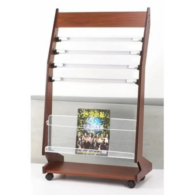 Floor - to - ceiling newspaper magazine rack, book rack, flyer display rack, newspaper storage and organization