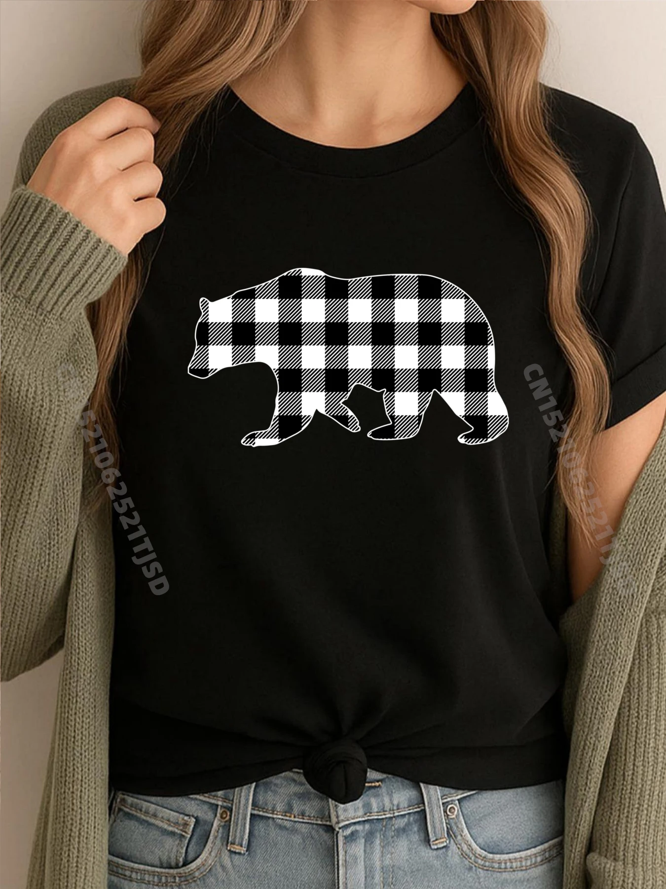 

Рождественские пижамы в клетку с черным и буйволом, оптовая продажа, футболки, 100 шт., женская дышащая женская футболка с коротким рукавом, уличная