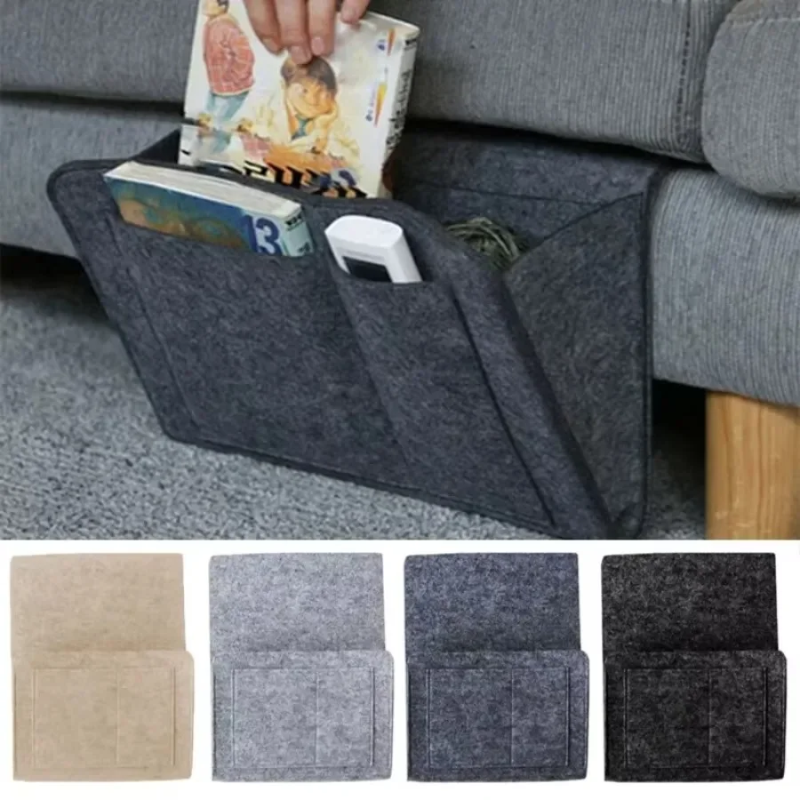 Felt Bedside Storage Bag Organizer Bed Desk Bag Sofa TV Remote Control Hanging Caddy Couch Storage Organizer Bed Holder Pockets