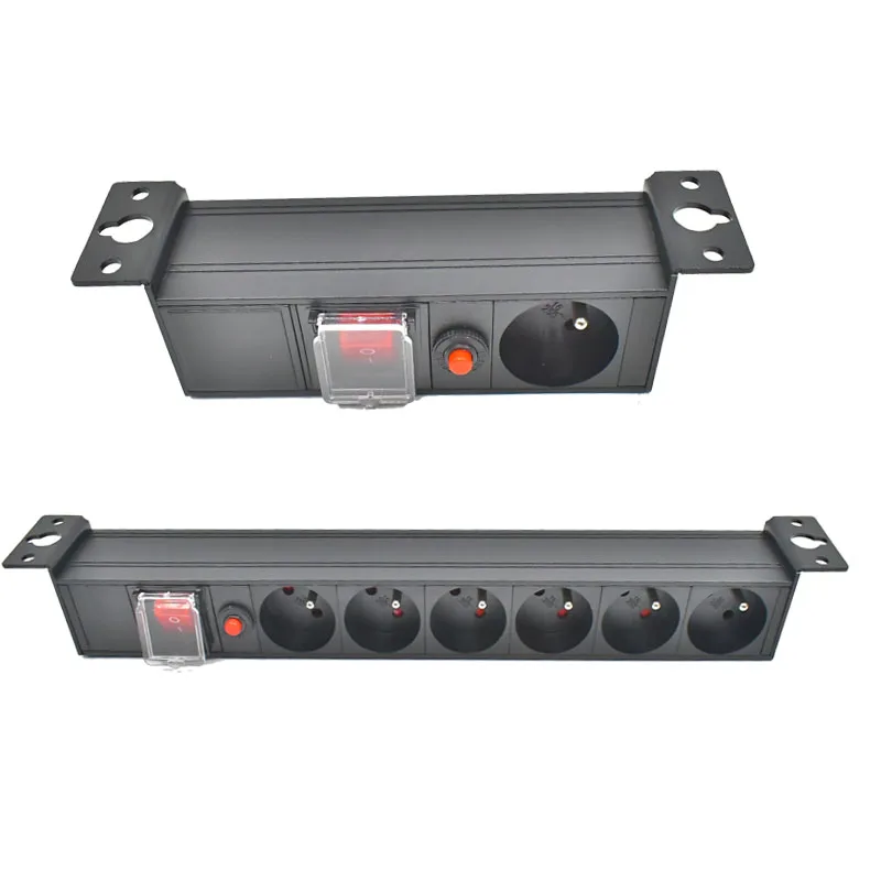 

STRIDER RUI PDU Power Strip Distribution Unit 16A 3500W overload protection 1-10 Way France output network cabinet rack Socket