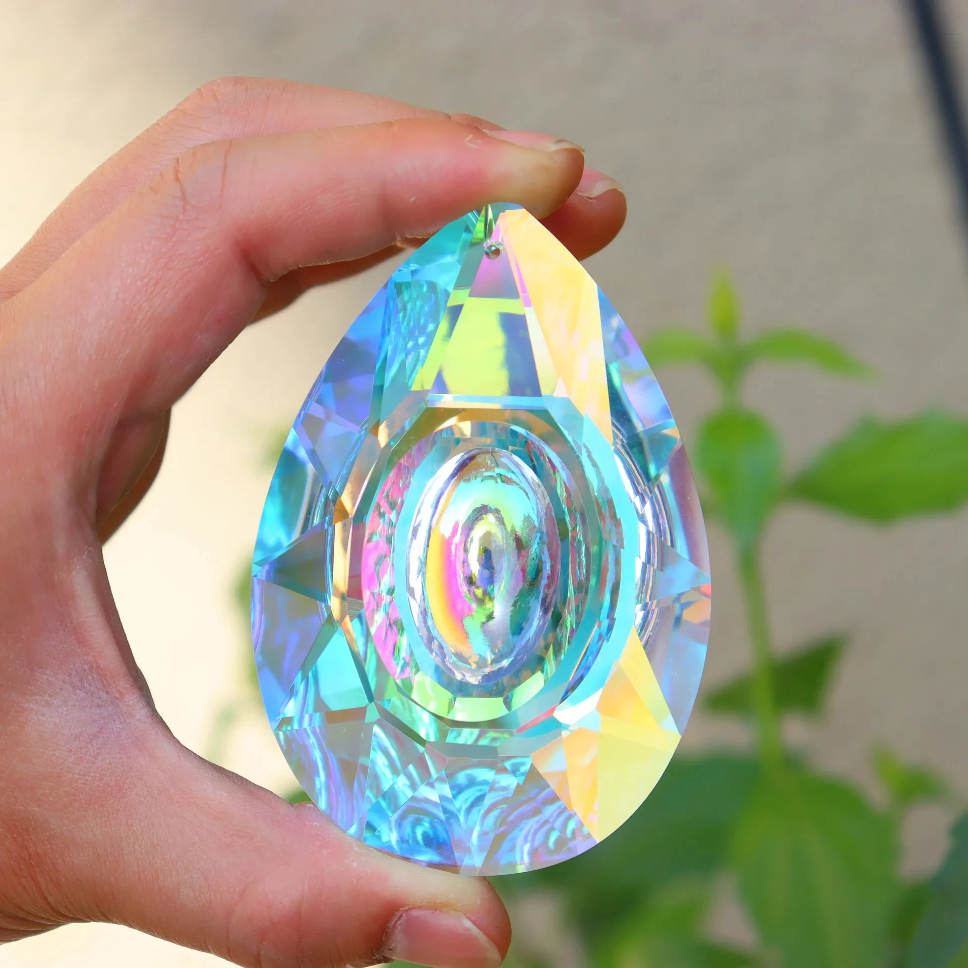 K9 Crystal Prism AB Clear Faceted Large Oval Chandelier Crystal Hanging Ornaments DIY Suncatcher Pendants Rainbow Maker 1PCs