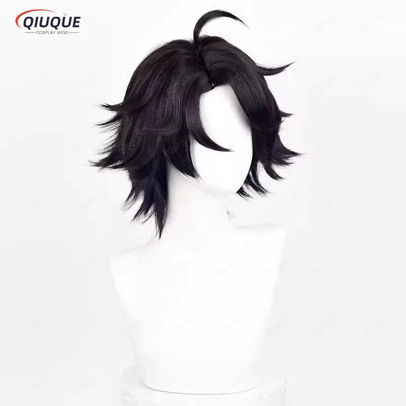 Peruka Cosplay LQProspector Norton Campbell Krótka Czarna Peruka Cosplay Anime Odporna na Ciepło Syntetyczna Peruka + Czepek pod Perukę