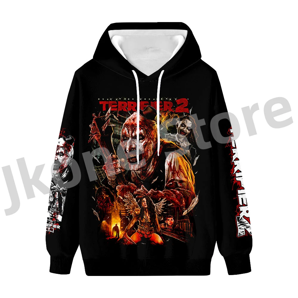 Terrifier bluzy z kapturem Boże Narodzenie Horror Merch Cosplay kobiety moda męska bluzy w stylu Casual Streetwear