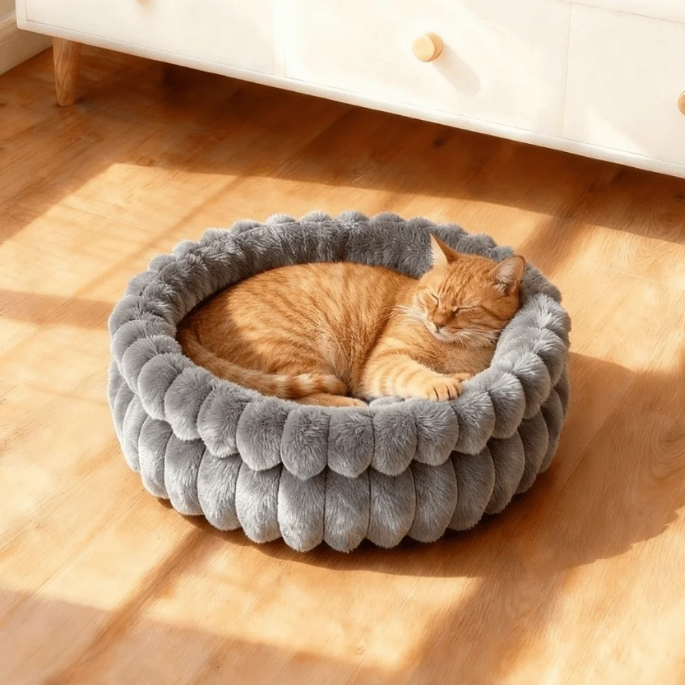 

Dog Sleeping Mat Thicken Winter Cat Nest Round Washable Pet Sleeping Basket Warm Plush Pet Mat Autumn Winter