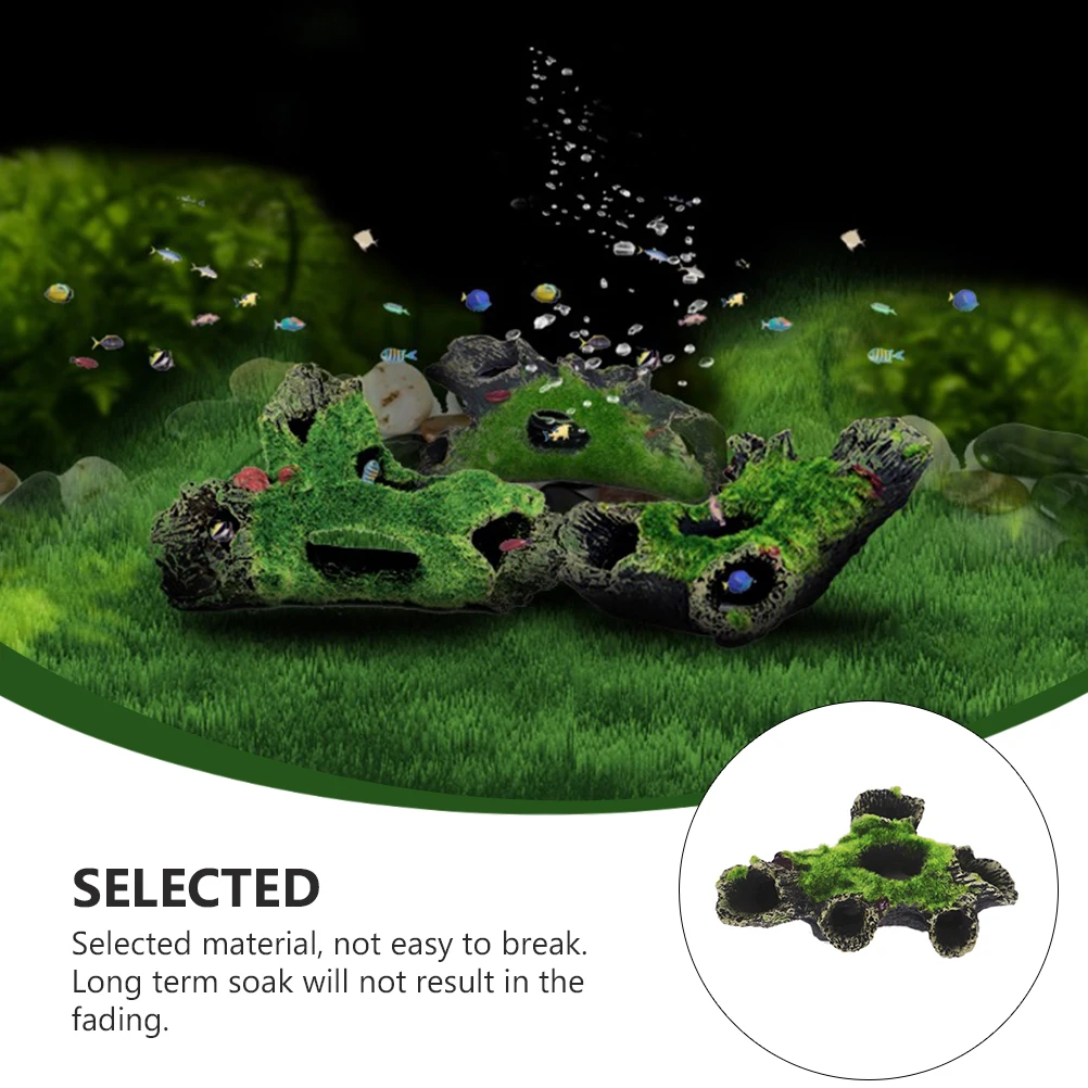 

Aquarium Moss Rockery Decor Fish Tank Adornment Underwater Resin Cave Ornament Compact Lifelike Durable Non-Toxic Long Lasting
