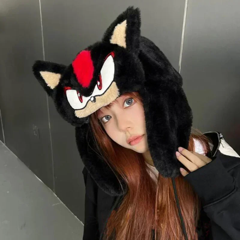 

Игра S-Soniced, плюшевая игрушка, аниме, осень-зима, теплая шапка-ушанка, черная шапка Y2K, горячая распродажа, женская кепка-траппер, женская лыжная шапка, кепка