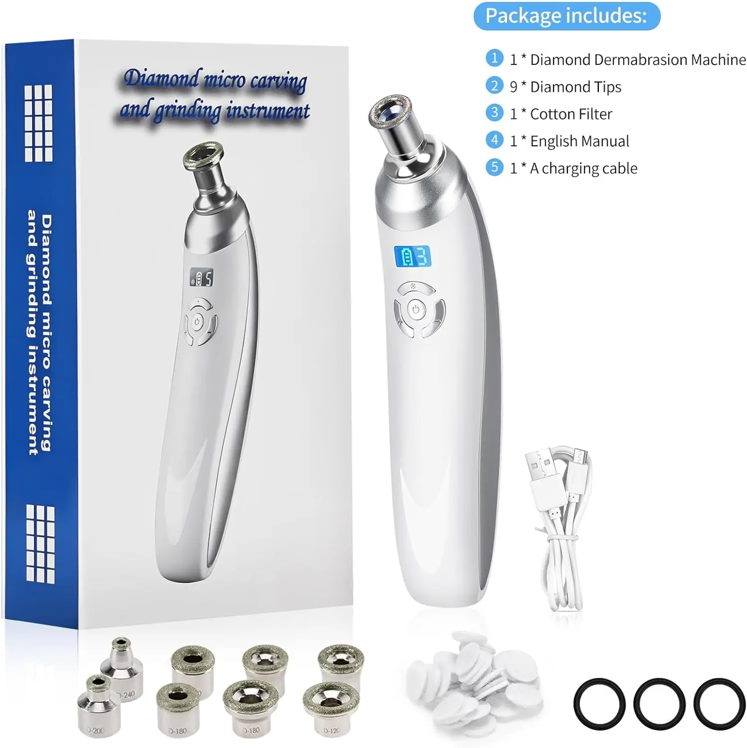 آلة اللوازم الطبية الماسية، أداة تقشير الجلد الدقيقة المحمولة لإزالة الرؤوس السوداء، جهاز العناية ببشرة الوجه للاستخدام المنزلي #6