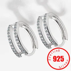 2026 NEW HOT SALE Stamp 925 Sterling Silver Crystal Circle Earring For Women Making Jewelry Gift Wedding Party Engagement