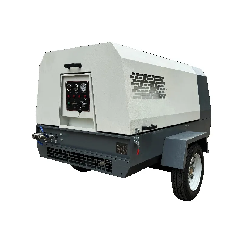 Small Portable 185cfm Diesel Screw Air Compressor Pump Stationary Perfect Match for Jack Hammer Municipal Engineering