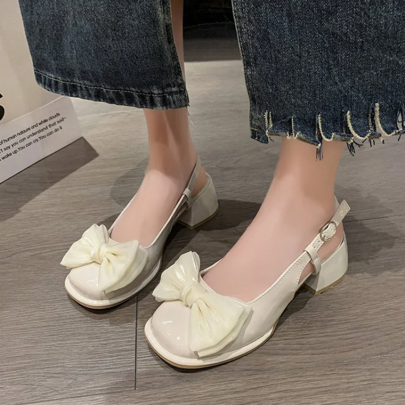 Damen Plateau-Sandalen mit Schleife, Slingback-Pumps aus weichem Leder, flache Sommerschuhe, Trend 2026