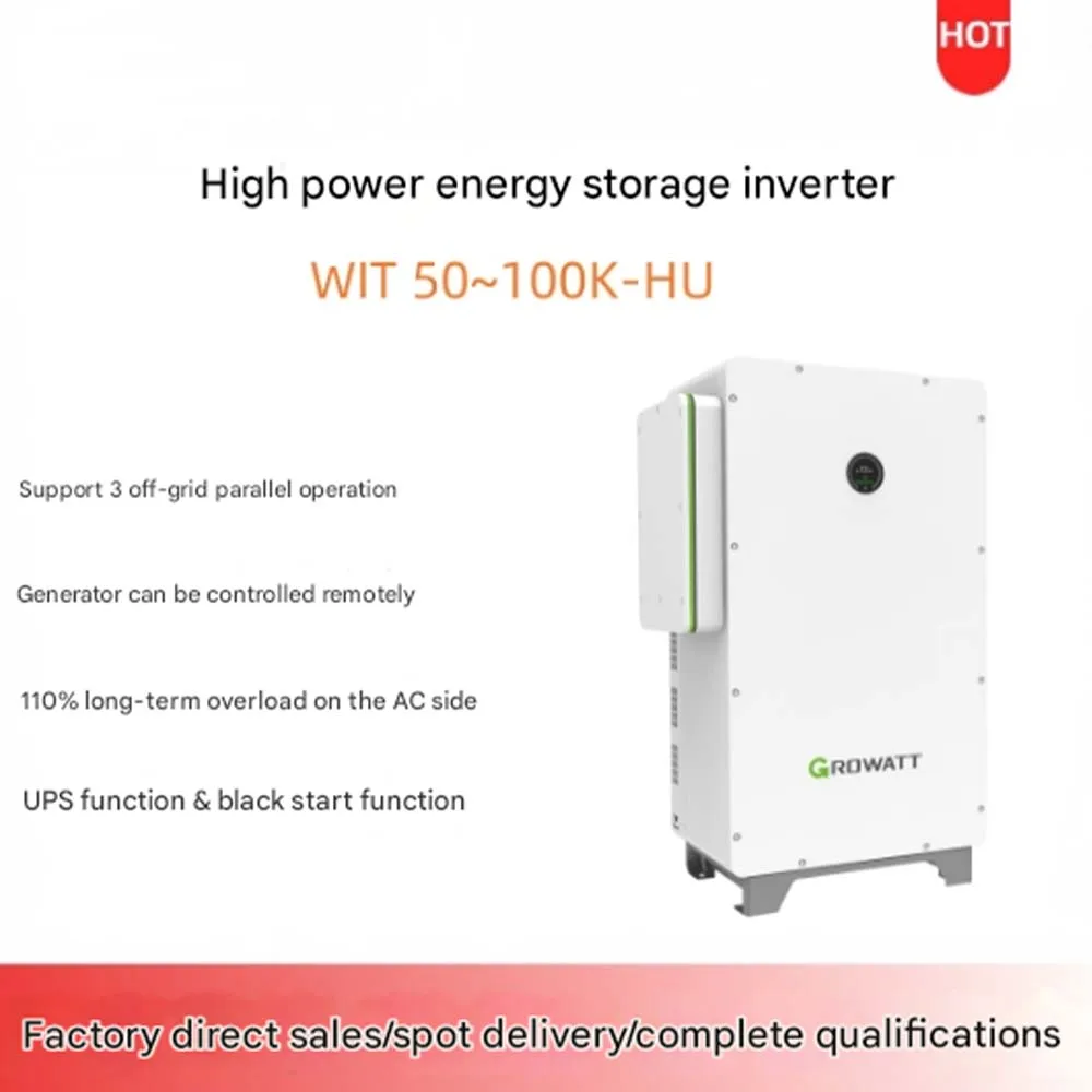 Growatt Inverter WIT 50Kw 100Kw Commercial Hybrid Solar Inverter, High Power Can Be Remotely Controlled