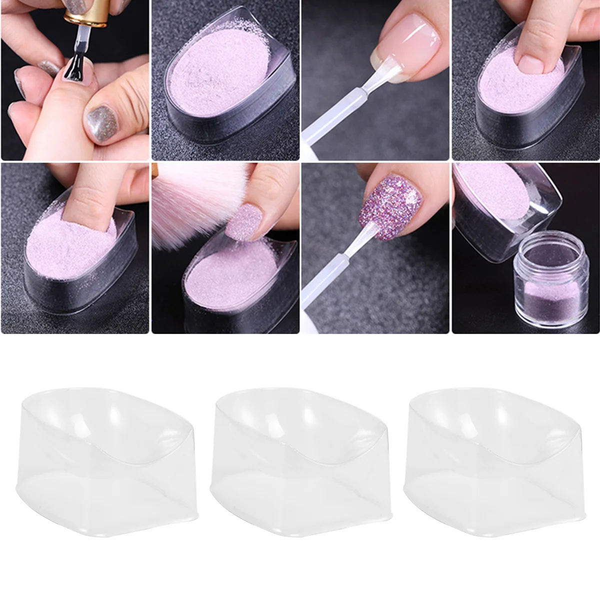 5 個のネイルパウダーコンテナ使い捨てネイルアートトレイ衛生的なマニキュアセットアップ家庭やサロンの装飾用マニキュアトレイ