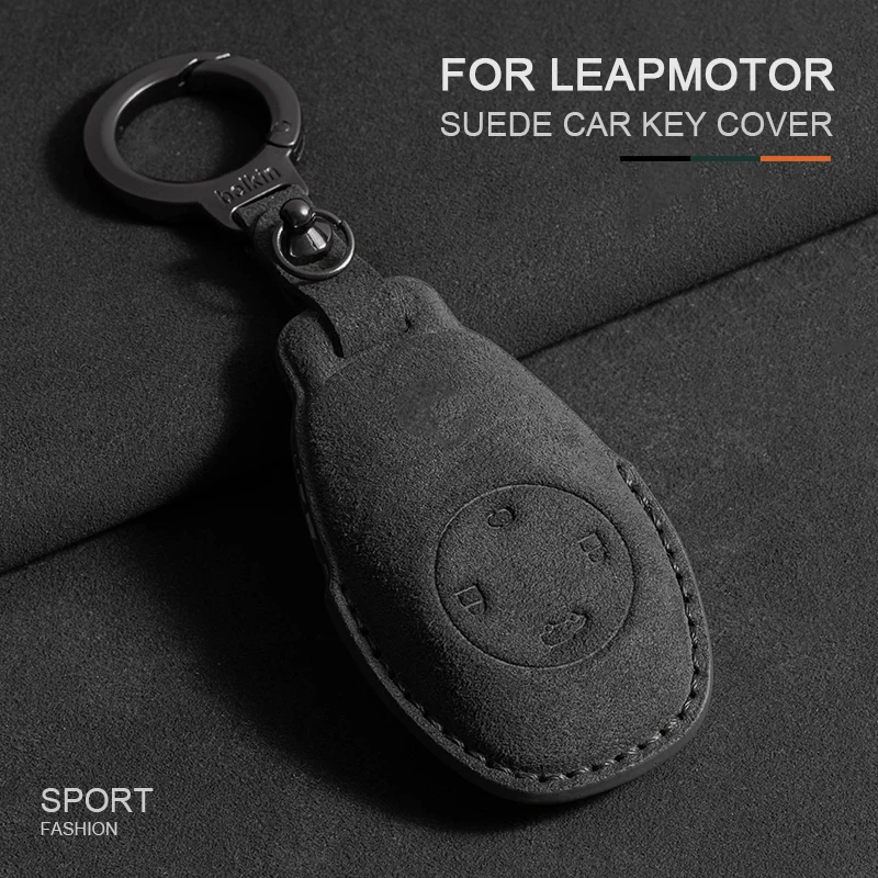 

Suede Car Remote Key Keyless Smart Case Cover For Leapmotor Leap T03 S01 C11 C01 001 2021 2022 2023 Keyring Protector Shell Fob