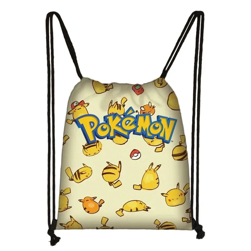 Pokémon kreskówka śliczny nadruk torba ze sznurkiem torba do przechowywania plecaki Anime plecak z wzorem Pikachu chłopcy torby na prezent na