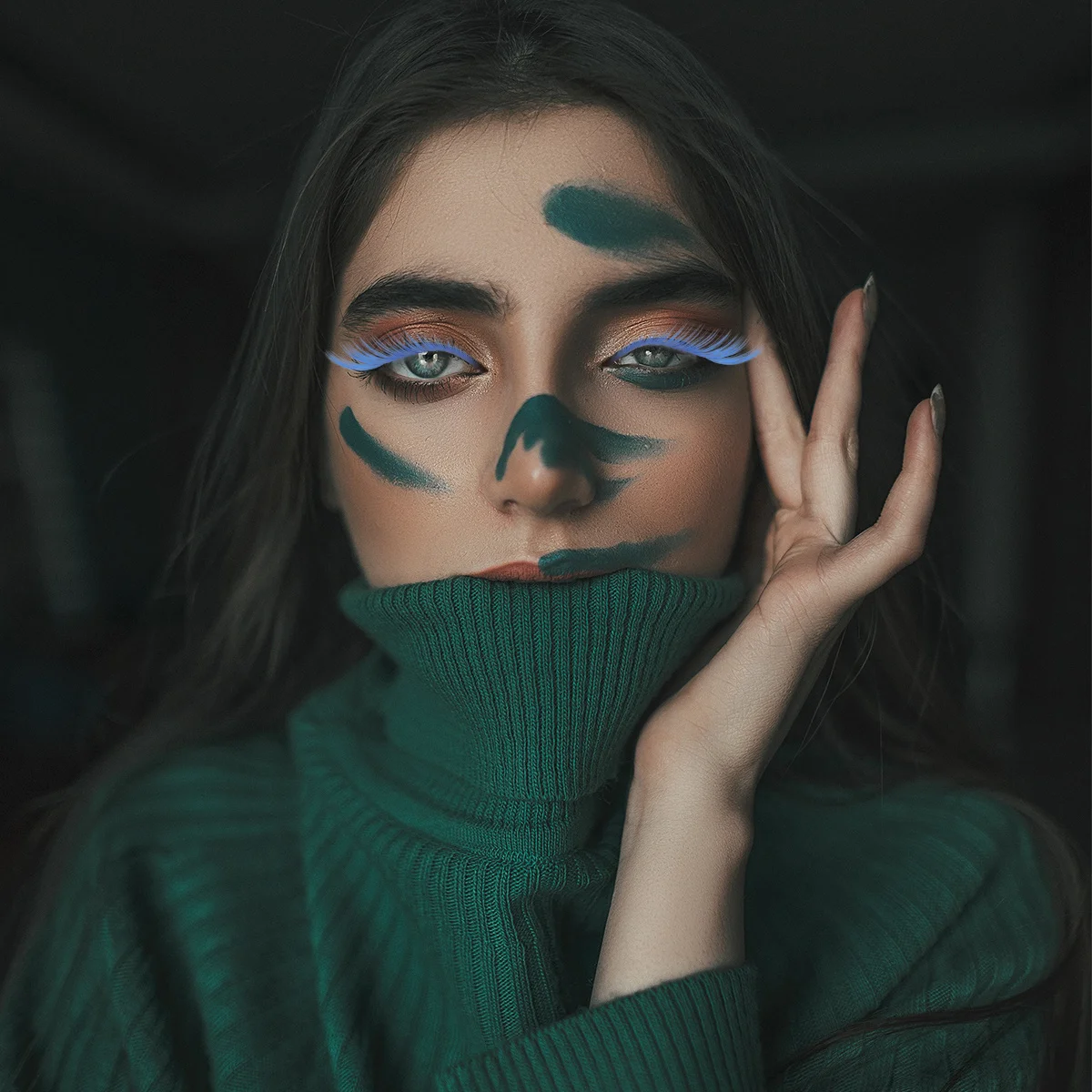 2Pairs Blue False Eyelashes Smooth Natural Curved Easy Apply Trim to Fit for Party Costume Show Photography Vivid Eye Lashes