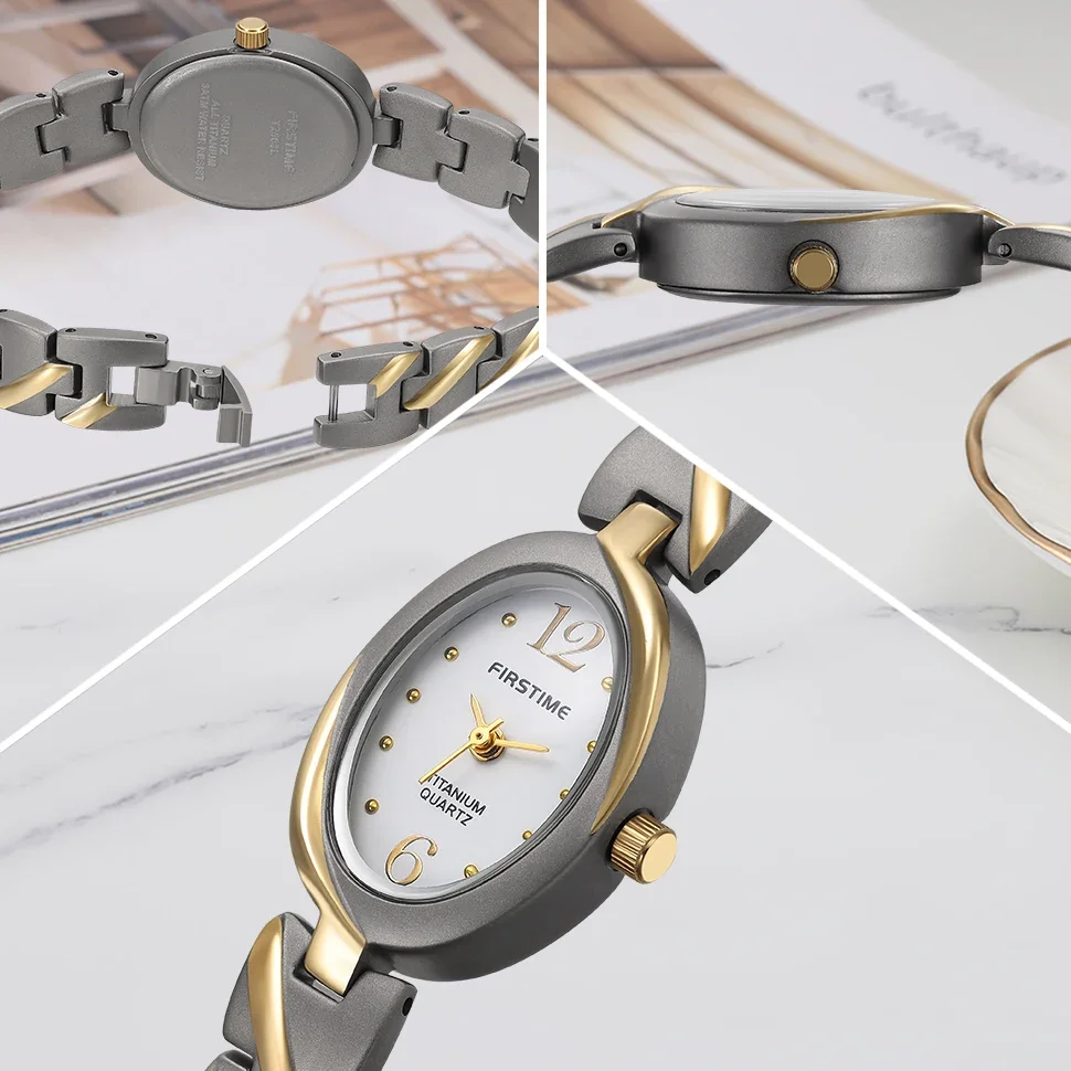 Reloj BERNY de titanio para mujer, reloj de pulsera de cuarzo para mujer, joyería ovalada, relojes informales simples a la moda resistentes al agua