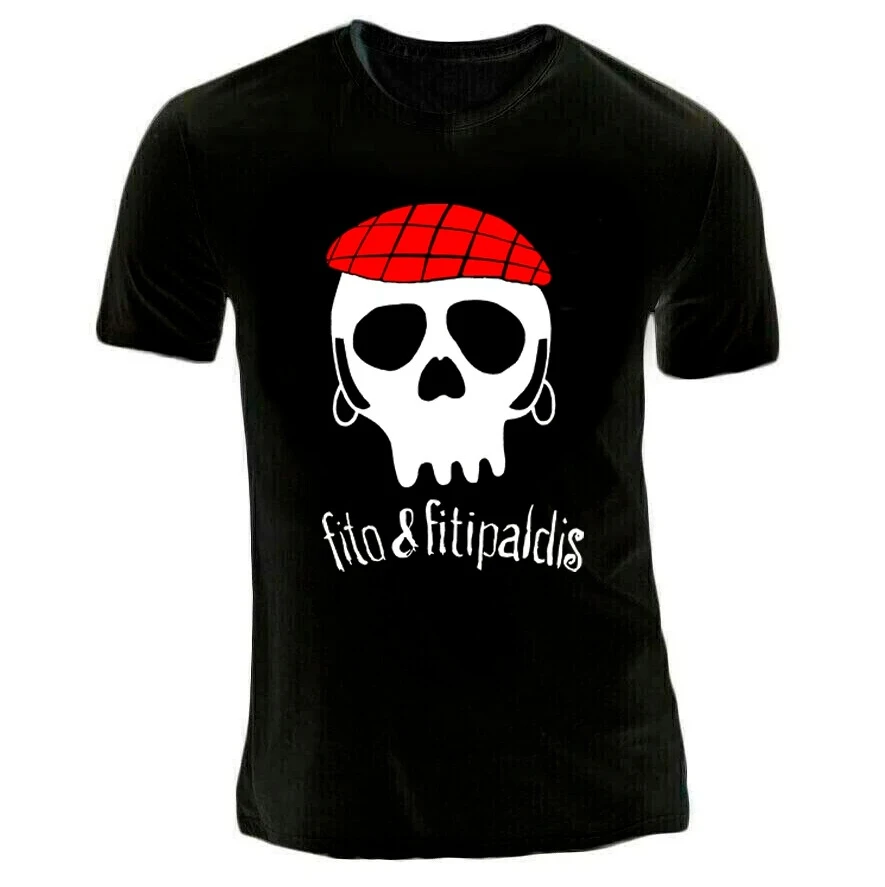 Camiseta unisex con estampado 3D de calavera retro de la banda de rock española Fito y Fitipaldis, camiseta de manga corta estilo Harajuku