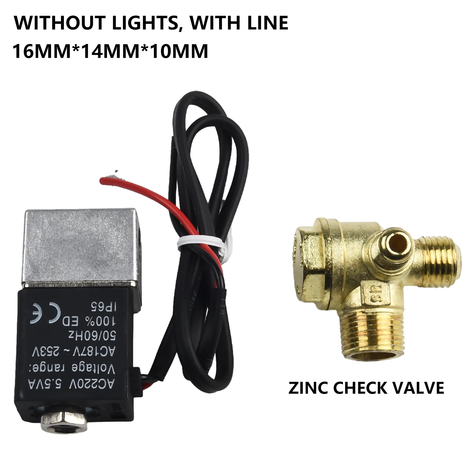 Zinc One-way Valve Solenoid Valve Steam Thread Connection Components Cut-off Fits Air Compressor Mute Oil-free