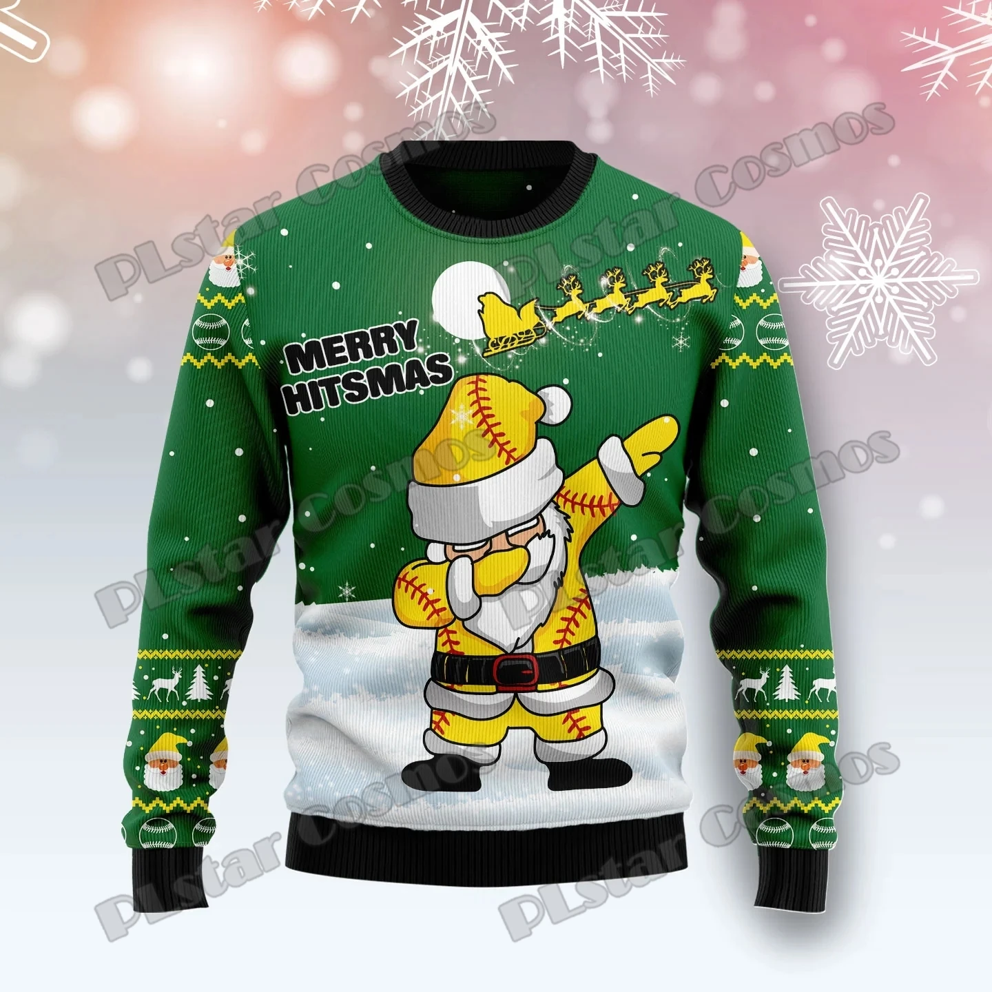 PLstar Cosmos Merry Puggin Christmas 3D Printed Fashion Mens Ugly Christmas Sweater Winter Unisex Casual Knitwear Pullover MYY41