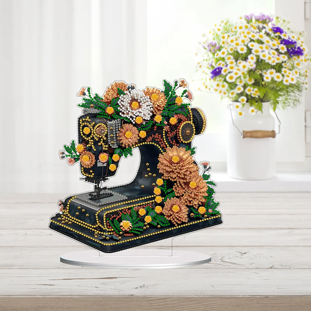 

2D Flat Sewing Machine DIY Desktop Diamond Art Kits Diamond Painting Tabletop Ornaments Kit Diamond Painting Desktop Decorations