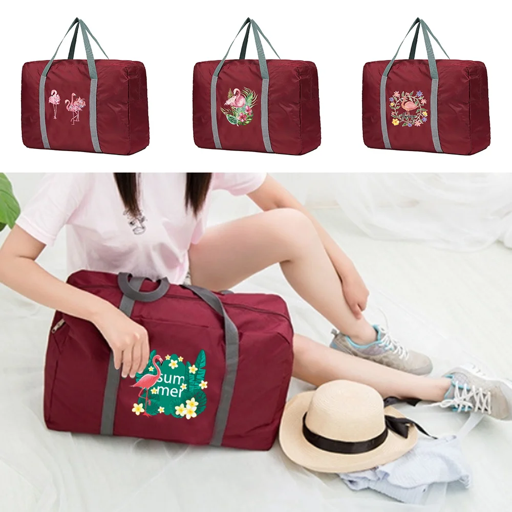 

Travel Bag Unisex Foldable Handbags Organizers Large Capacity Portable Luggage Bag Flamingo Pattern Travel Accessories