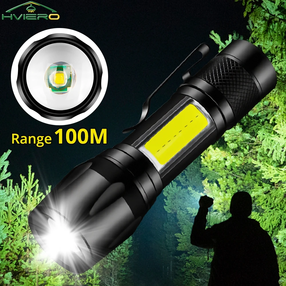 USB Rechargeable Zoom Mini Led Portable Flashlight Built Battery Waterproof XP-G Q5 High Power Camping Work Light Illumination