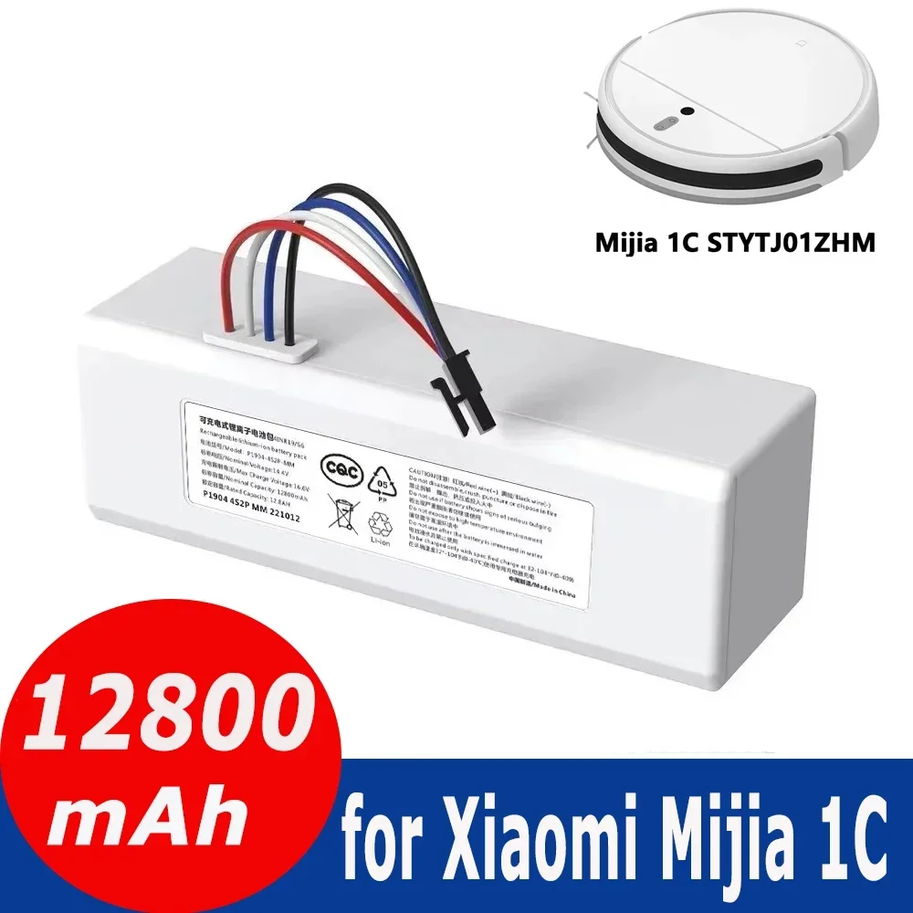 14.4V For Xiaomi Mijia 1C STYTJ01ZHM Robot Battery 12800mAh P1904-4S1P-MM Battery Robot Vacuum Mop Cleaner Accessories Parts