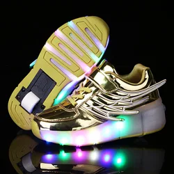 Mode Vliegende Schoen Kinderen Een Wiel Led Schoenen Jongens Meisjes Casual Sportschoenen Mode Kids Roller Sneakers Cadeau Voor Kind