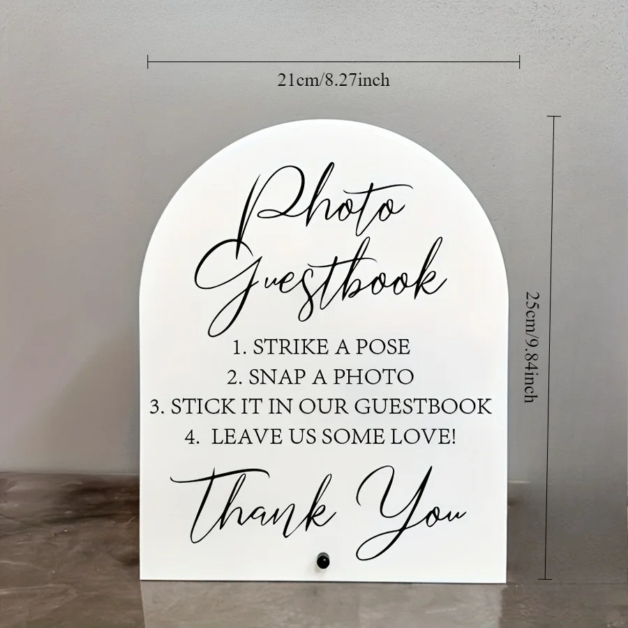 1pc Faux Leather Wedding Guest Book Sign - 