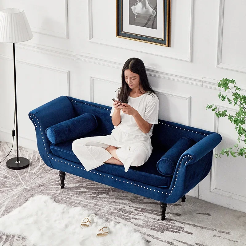 American light luxury velvet bedside stool Nordic bedroom small sofa designer door shoe changing stool household dressing stool