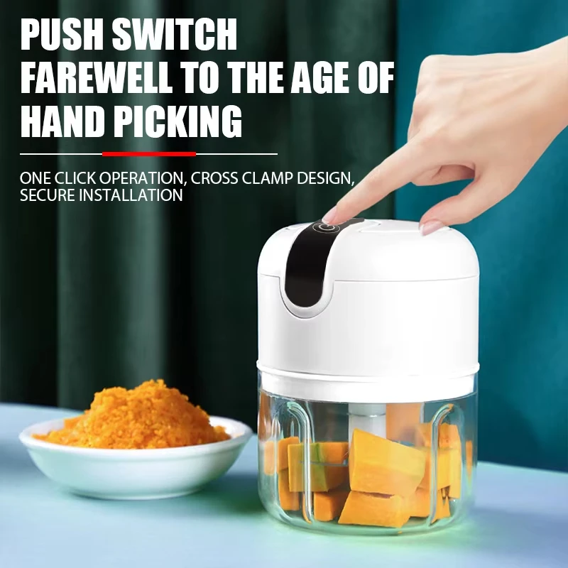 1 Set of Ginger and Garlic Grinder 260ML Mini Garlic Grinder Rechargeable Onion Chopper Meat Grinder Kitchen Vegetable Mixer