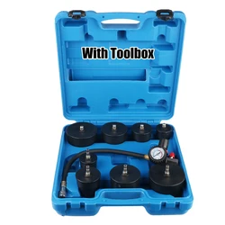 Car Turbocharger System Leak Tester 9pcs/Set 1-3/8'' 35mm to 3-1/2'' 90mm Adapters With Pressure Gauge 90psi/6bar