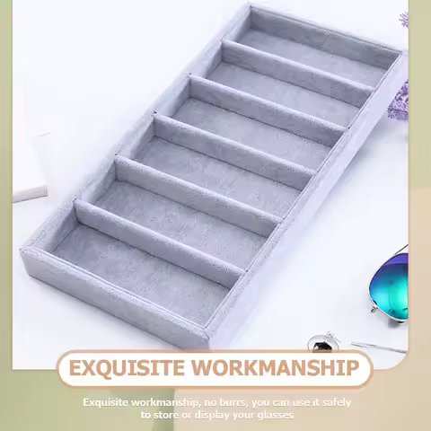 Glasses Display Box For Sunglasses Holder Organizer, Sturdy Glass Box Case Storage, 6-Slot Eyeglass Display Rack