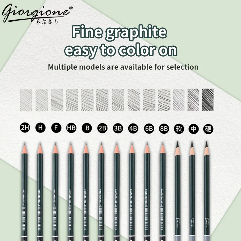 مجموعة رسم GOIRGIONE Pro 10/12/19/27 أقلام جرافيت وفحم محمولة صندوق حديد أخضر رسم للطلاب الفنانين #3