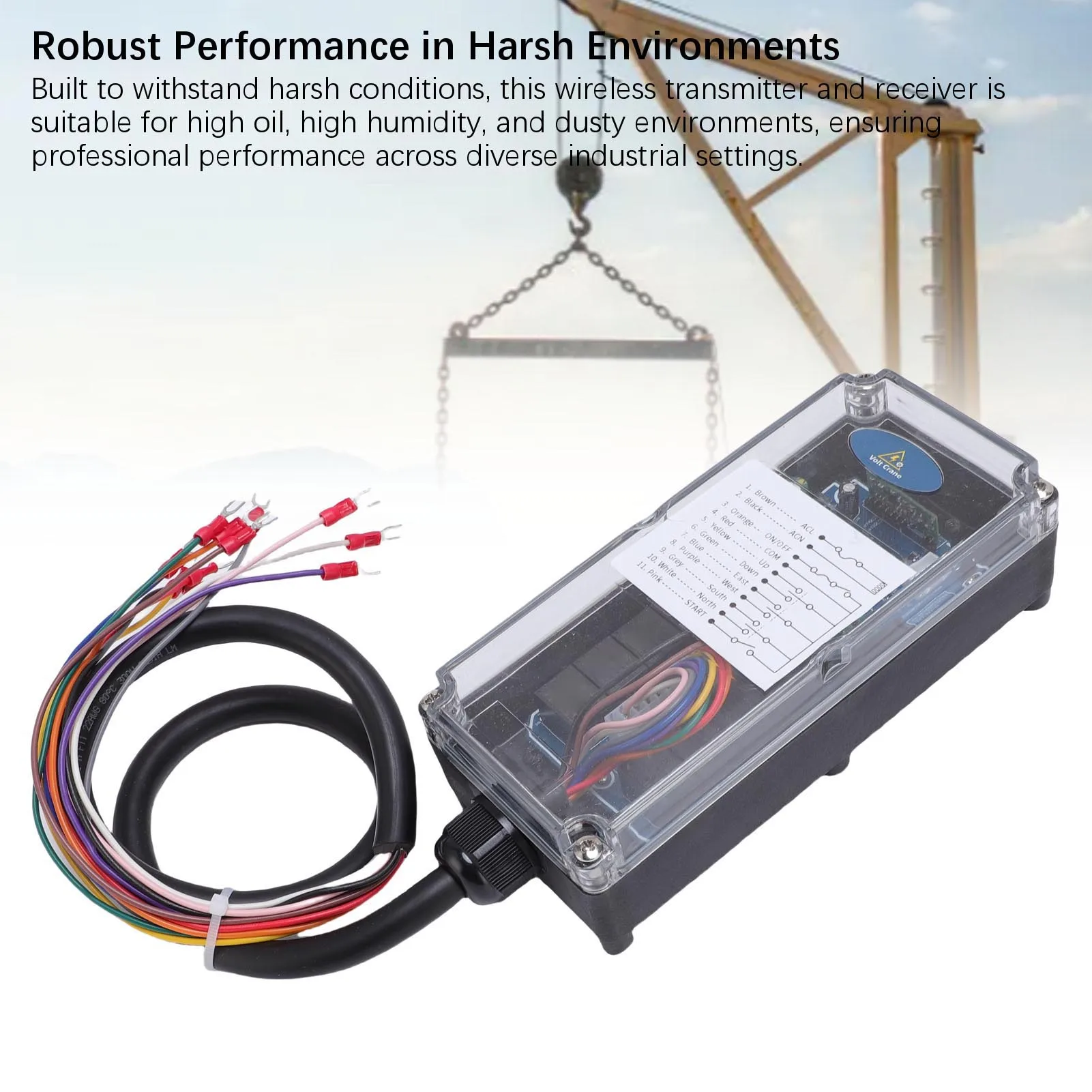 Electric Hoist Remote Control Crane Receiver Transmitter Clear 8 Buttons ABS Housing 100m Open Area for Bridge Overhead Cranes