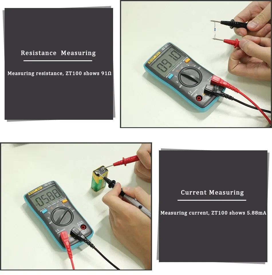 BSIDE Digital Multimeter 4000 Counts DC/AC Voltage Current Capacitance Hz Diode Ohm Tester Ammeter Voltmeter Backlight