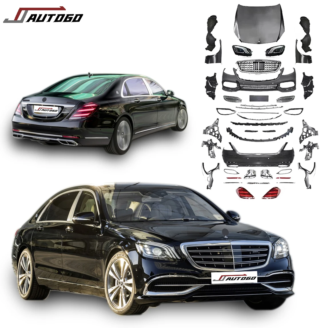 for  Body kit For Mercedes Benz S Class W221 2007 2008 2009 2010 2011 2012 with Front Rear Bumper to W222 Maybach Headlight Tail