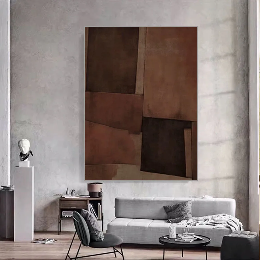 Large 100% Handmade original Oil Painting on Canvas Brown texture Wall Art picture Artwork wall paint for Home room decor image