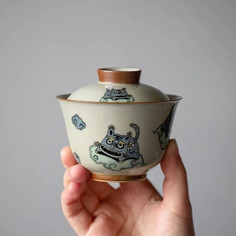 150ml Chinese Style Ceramics Gaiwan Teacup Handmade Tea Infuser Customize Porcelain Portable Tea Cups with Lid